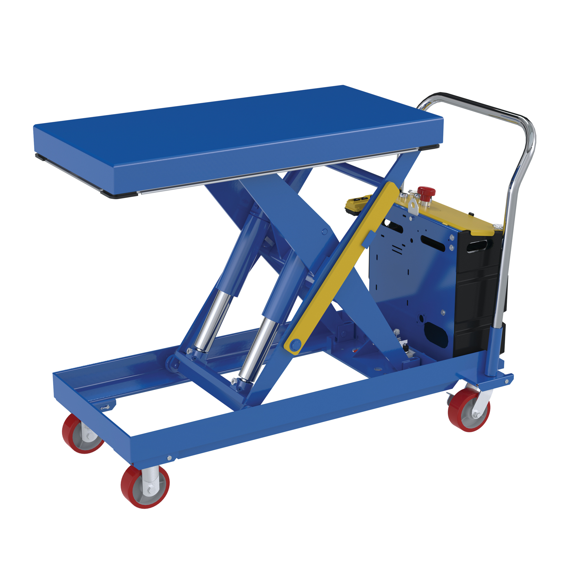 Vestil Steel 12V DC Hydraulic Elevating Cart 20 In. x 40 In. 2500 Lb. Capacity Blue